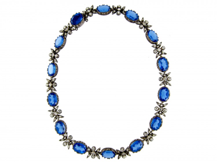 Blue & White Victorian Paste & Silver Collar