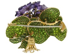 Pansy 18ct Gold & Plique-à-Jour Enamel Brooch