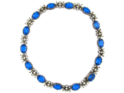 Blue & White Victorian Paste & Silver Collar