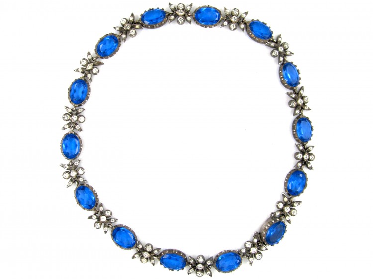 Blue & White Victorian Paste & Silver Collar