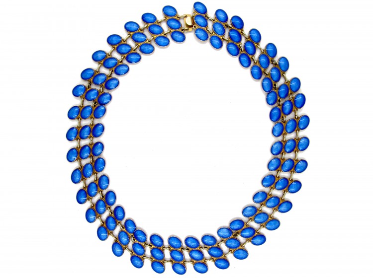 Blue Enamel Collar Necklace