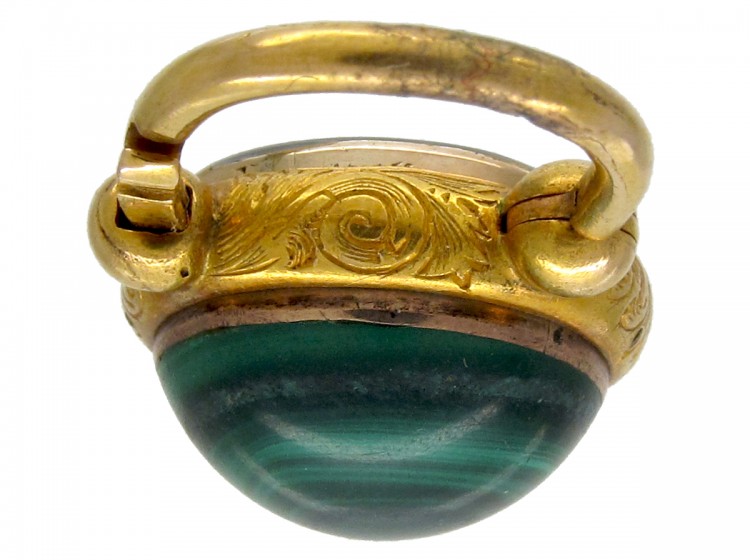 18ct Gold & Malachite Padlock Locket
