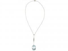 Aquamarine & Diamond Drop Pendant in Original Case