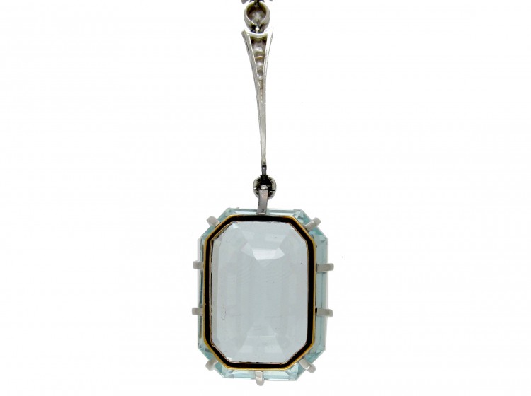 Aquamarine & Diamond Drop Pendant in Original Case