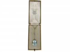 Aquamarine & Diamond Drop Pendant in Original Case