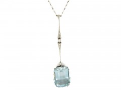 Aquamarine & Diamond Drop Pendant in Original Case
