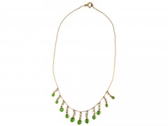 Green & White Paste Gold Necklace