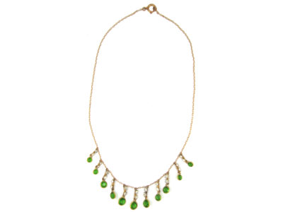 Green & White Paste Gold Necklace