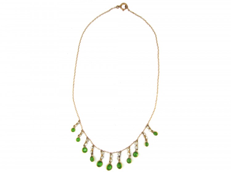 Green & White Paste Gold Necklace