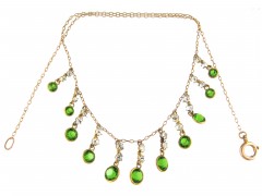 Green & White Paste Gold Necklace