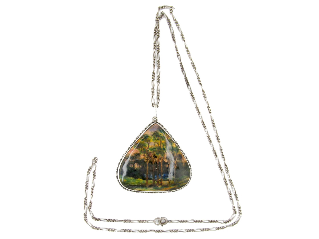 Art Nouveau Silver & Enamel Pendant on Chain (317E) | The Antique ...