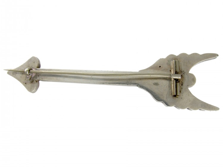 19th Century Scottish Silver, Agate & Cornelian Arrow Brooch