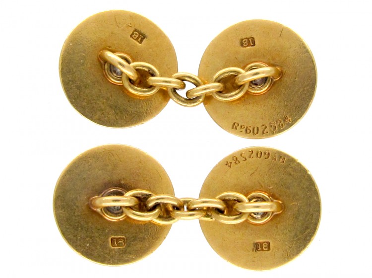 18ct Gold Enamel & Diamond Art Deco Cufflinks