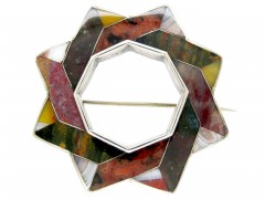 Scottish Silver & Agate Geometric Wreath Brooch