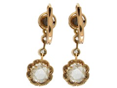 Edwardian Diamond Drop Cluster Earrings