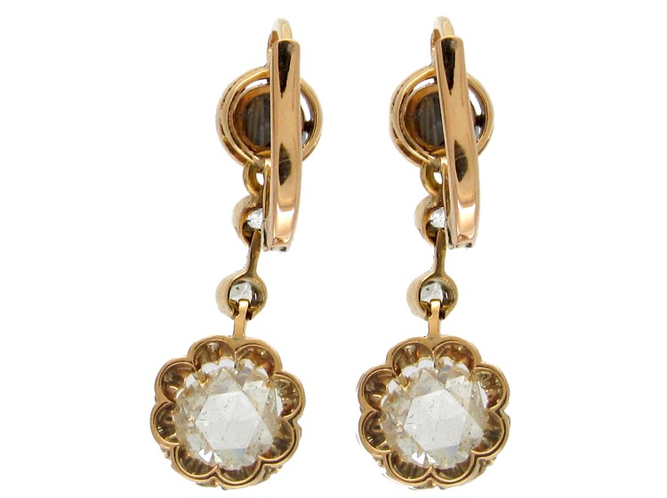 Edwardian Diamond Drop Cluster Earrings