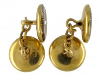 18ct Gold & Enamel Key Design Cufflinks