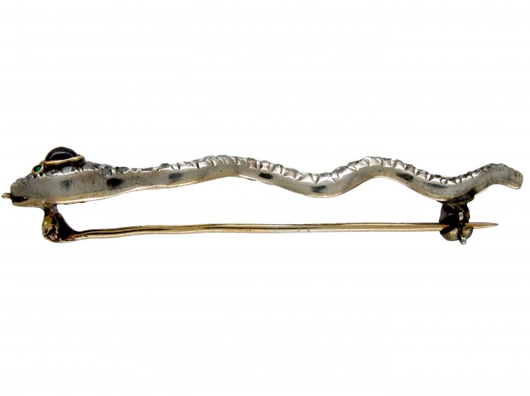 Georgian Diamond & Ruby Snake Brooch