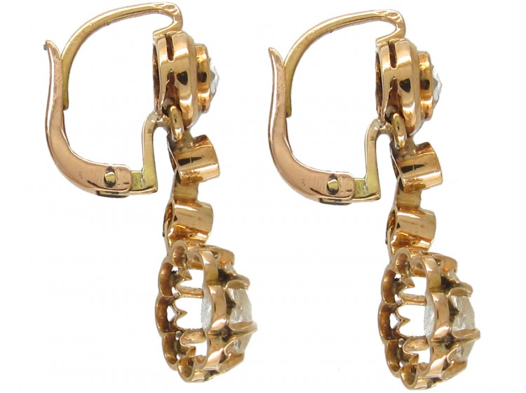 Edwardian Diamond Drop Cluster Earrings