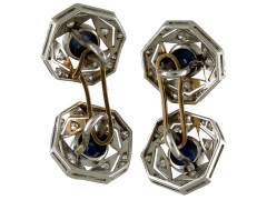 Art Deco Cabochon Sapphire & Diamond Cufflinks