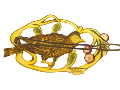 Art Nouveau Horn Bird Hair Slide