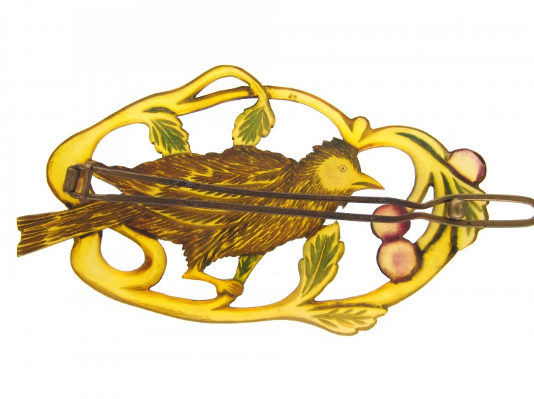 Art Nouveau Horn Bird Hair Slide