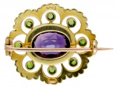 Suffragette Amethyst, Peridot & Seed Pearl Brooch