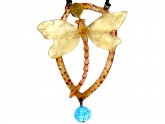 Elizabeth Bonté Art Nouveau Horn Dragonfly Pendant