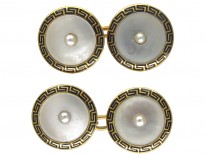 18ct Gold & Enamel Key Design Cufflinks