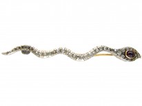 Georgian Diamond & Ruby Snake Brooch