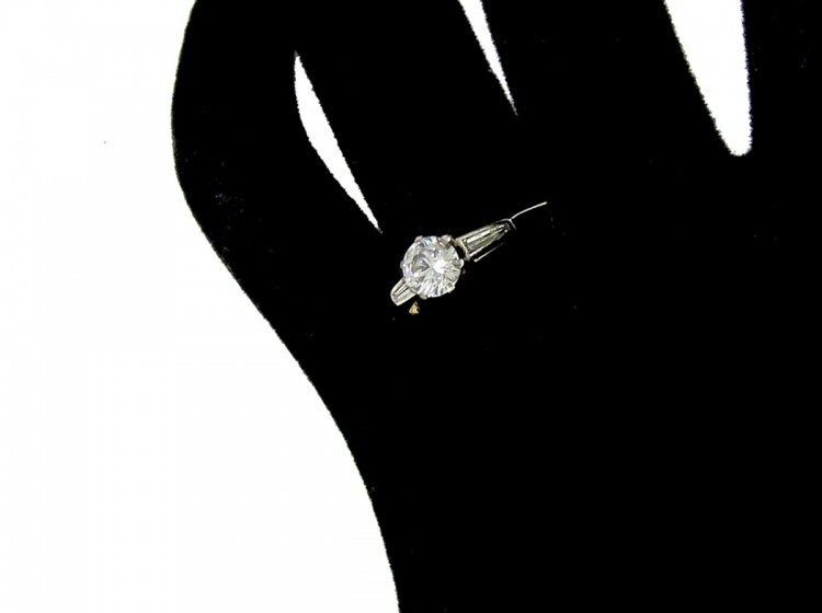 Diamond Solitaire Ring with Diamond Baguette Shoulders