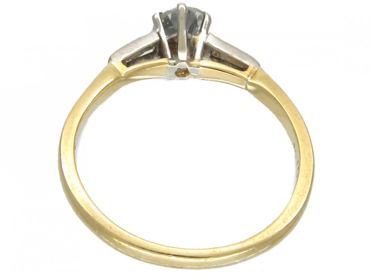 Diamond Solitaire Ring with Diamond Baguette Shoulders