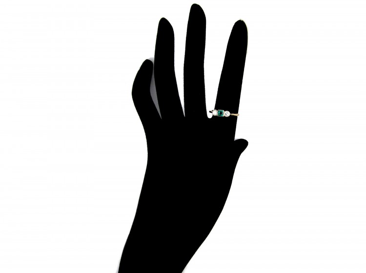 Emerald & Diamond Three Stone Ring