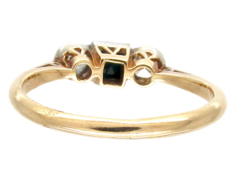 Emerald & Diamond Three Stone Ring