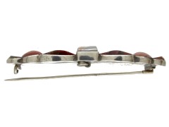 19th Century Scottish Silver & Agate Bow Brooch