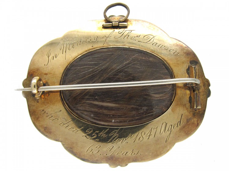 Victorian Black Enamel 15ct Gold Mourning Brooch With Natural Split Pearls & Small Diamond
