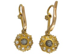 Edwardian Diamond Drop Cluster Earrings