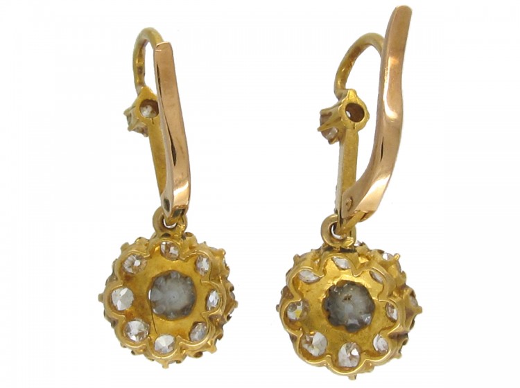 Edwardian Diamond Drop Cluster Earrings
