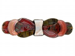 19th Century Scottish Silver & Agate Bow Brooch