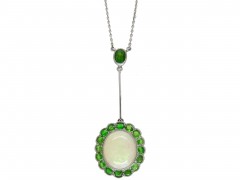 Edwardian Opal & Green Garnet Pendant in Original Case