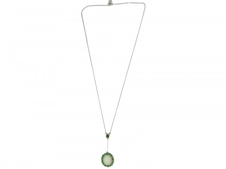 Edwardian Opal & Green Garnet Pendant in Original Case