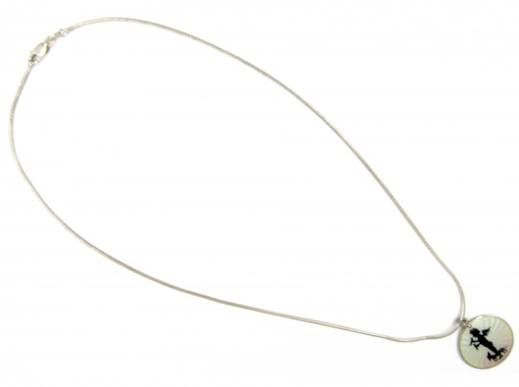 Edwardian Silver & Guilloche Enamel Cherub & Dog Pendant