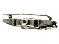 19th Century Scottish Silver & Agate Multicoloured Garter Brooch