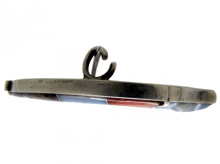 19th Century Scottish Silver & Agate Multicoloured Garter Brooch