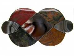 Victorian Scottish Silver Agate Brooch of Figure of Eight Design
