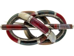 Victorian Silver Scottish Agate Knot Brooch