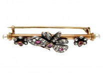 Ruby & Diamond Butterfly Brooch in Original Case