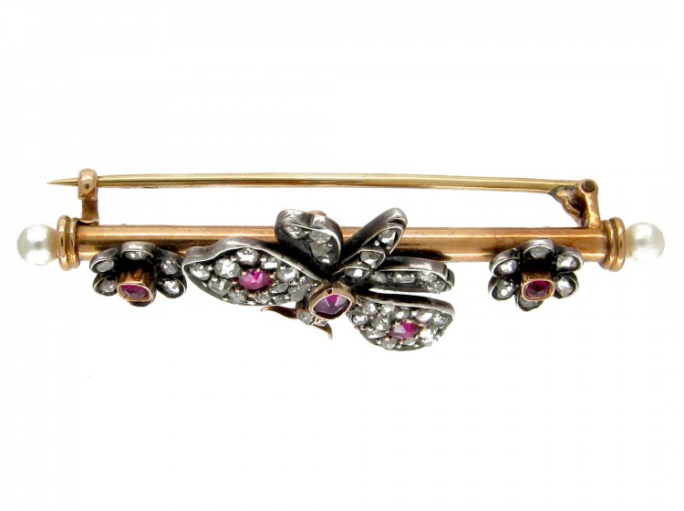 Ruby & Diamond Butterfly Brooch in Original Case