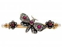 Ruby & Diamond Butterfly Brooch in Original Case