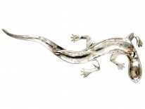 Large Silver & Marcasite Lizard Brooch